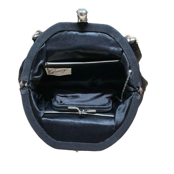 Garay Purse Clutch Inner Attached Coin Purse Black Wrist Hand Strap Snap Closure - Picture 8 of 12